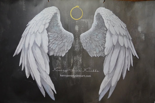 Installation view of the IMAGINE solo exhibition by Kerry-Anne Knibbs, featuring original symbolic artworks exhibited in Glenbrook, NSW.